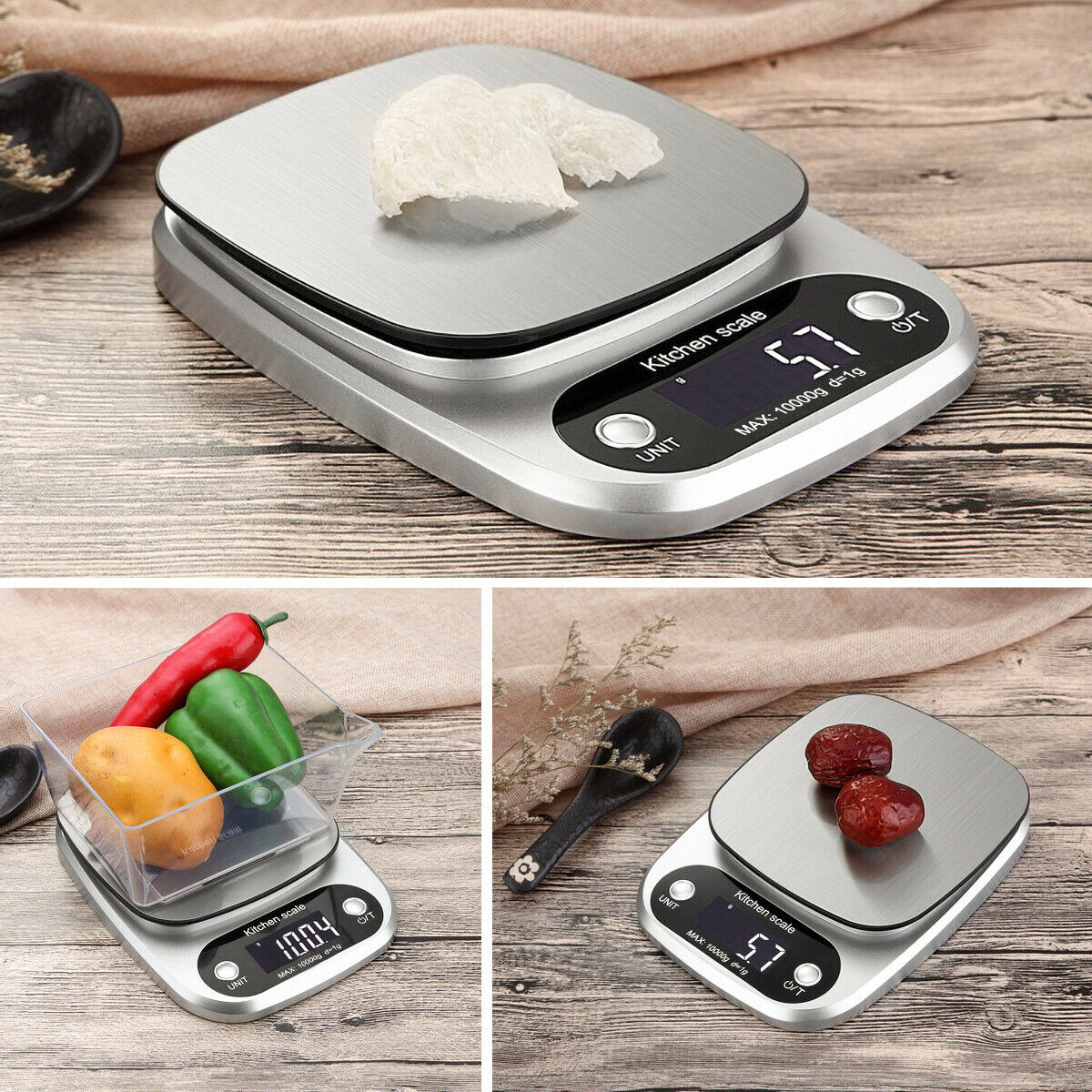 Digital Kitchen Scale Stainless Steel Food Scale 22 lb 10kg Max