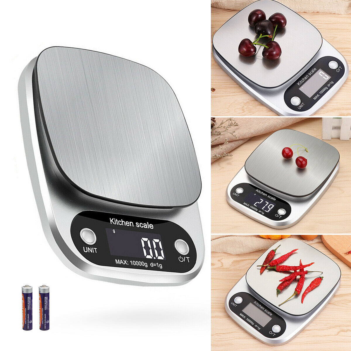 Digital Kitchen Scale Stainless Steel Food Scale 22 lb 10kg Max